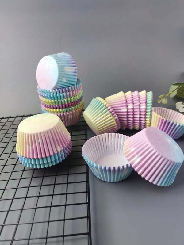 100pcs/Set Lace Cupcake Liners, Commercial Use Dessert Tasting Cupcake Liners, Home Use Purple Galaxy Cupcake Wrappers; Dessert Cakes, Snowman Cupcake Stand; Mini Cupcake Liners; Paper Moon Cake Bases Baking Molds, Paper Coasters