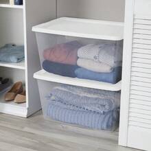 2 Pack 58 Quart Storage Box Clear Plastic Storage Bin With On Lid White - 58誇脫+白色 - 查看 2