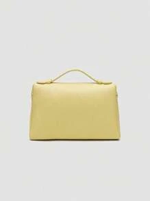 1 pieza Bolso bandolera cuadrado de PU con grano de litchi de unicolor, pequeño bolso para mujer, adecuado para combinar atuendos de moda diarios