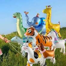 4D Cartoon Animal Balloon With Wheels, Walking Stand-Up Animal Foil Balloon, Cartoon Animal Party Photo Prop Balloons - Multicolor - View 6