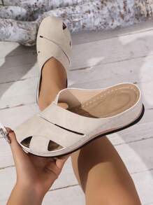 Women's Retro Summer Platform Wedge Sandals, Fashion Versatile Indoor Outdoor Casual Soft Sole Breathable Beige Beach Shoes