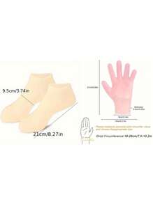 2 paires Ensemble de chaussettes et gants en silicone pour le rajeunissement des mains et des pieds. Gants et couvre-pieds pour favoriser l'absorption des lotions pour le corps
