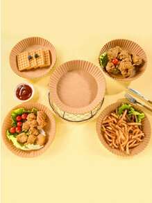 25/50/100/300pcs Circular Air Fryer Paper, Disposable Non-Stick Oil-Proof Pad For Food, Barbecue, Fried Chicken, Home Baking