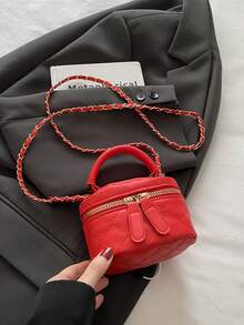 Lightweight Mini Bag, Chain Bag, Quilted Bag, Handbag, Bucket Bag, Suitable For Girls, College Students And Office Ladies, Perfect For Office, University, Work, Commuting, Outdoor Activities, Travel And Picnics - Red - View 8
