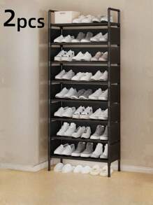 1pc Easy Assembling Dust-Proof Shoe Rack, Storage Rack, Space-Saving, Sturdy, Fashionable, Easy Disassembly, Portable, Suitable For Living Room, Bedroom, Entryway, Office, Home, Multi-Tier Storage, Holiday Gift, Christmas Gift, Children's Gift