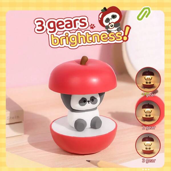 PETALOVE Luce notturna carina a forma di mela e panda, ricaricabile, per bambini, lampada da tavolo per cameretta, addormentamento, allattamento per neonati e bebè, decorazione per la casa