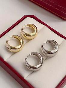 2只装925纯银圆形耳环，女士简约银耳环，精美珠宝，奢华品牌礼品