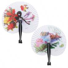 5pcs Random Color Travel Fan Chinese Style Mini Small Round Paper Fan Folding Fan With Flower, Bird, Landscape Painting Plastic Paper
