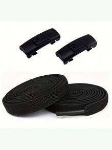 4 pièces Lacets de chaussures de sport ondulés, légers, tressés, de couleur unie, réglables. Comprend 2 lacets + 2 boucles. Lavage à la main. Lacets mous. Boucles à bouton-pression colorées. Attache plate élastique extensible de 8 mm sans lacet