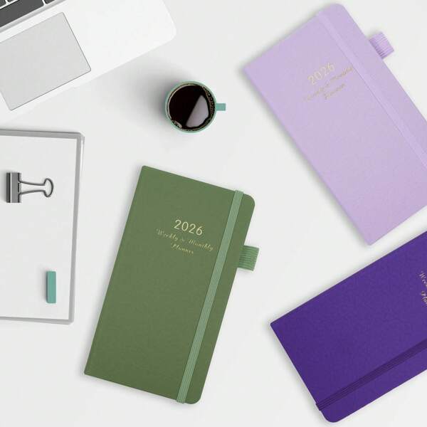 Pocket Calendar 2026 - Small Monthly Planner For Purse 7.08" X 3.86", Jan 2026 To Dec 2026, 100 GSM Paper, Pen Loop & Notes, Pocket Planner PU Leather Hardcover,School Supplies,Back To School