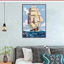 LaoJieYuan 2025 New Style Hand Embroidery Kit DIY Needlework Seascape Sailboat Needlecraft For Beginner Thread Cross Stitch Artcraft Home Decor