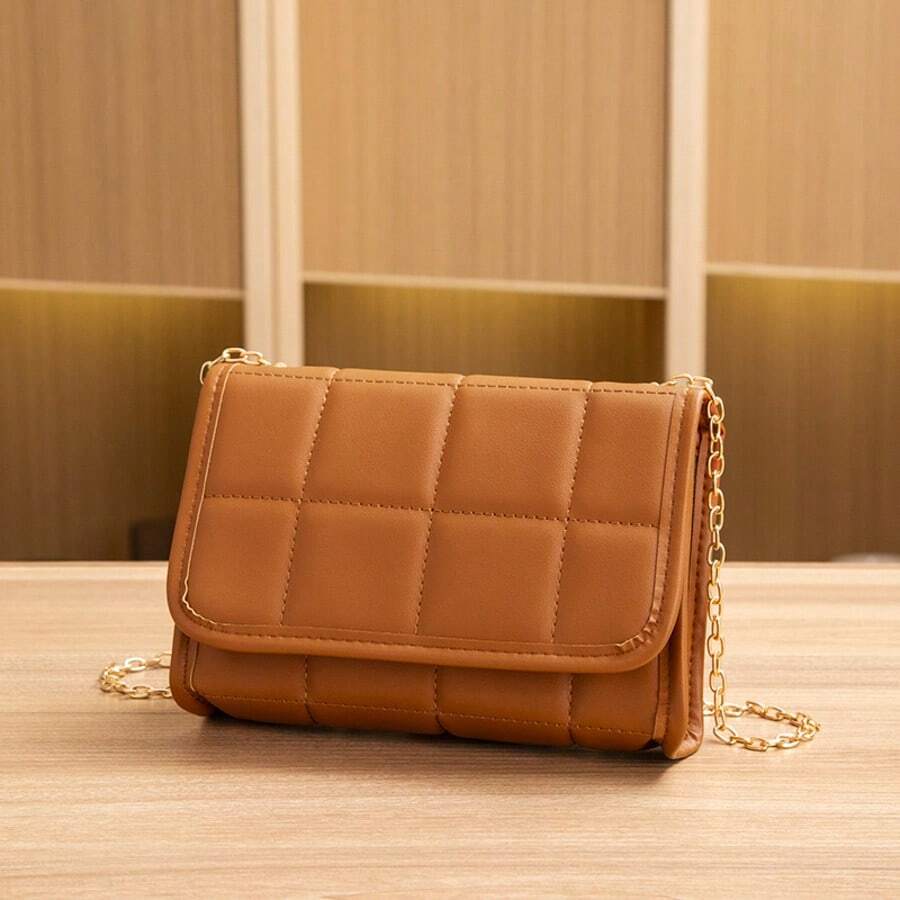 Mini Rhombus Chain Strap Crossbody Shoulder Bag For Women - Brown - View 1