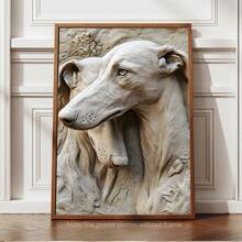 1pc Vintage Greyhound 2D Relief Sculpture Canvas Art, Hyper Realistic Framed Wooden Wall Decor For Home, Family Cabins, Corridors, Bedrooms,Canvas Wall Art,Posters For Room,Home Decor,Room Decor Aesthetic, Animals Room Decoration Stuff.Optional Frame