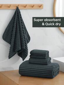 1/3pcs Set - Dark Gray Water Wave Pattern Towels - 3pcs Face Towels/3pcs Bath Towels/1pc Large Bath Towel - Coral Fleece Material - High-End Texture - Skin-Friendly Soft Comfortable - Strong Absorbency And Drying Effect - Suitable For Hotel, Spa, Outdoor, Yoga, Vacation, Camping, Swimming Pool Etc. - All Season - Simple And Useful Bathroom Towel Set Back To School For Beauty Salon Home Bathroom