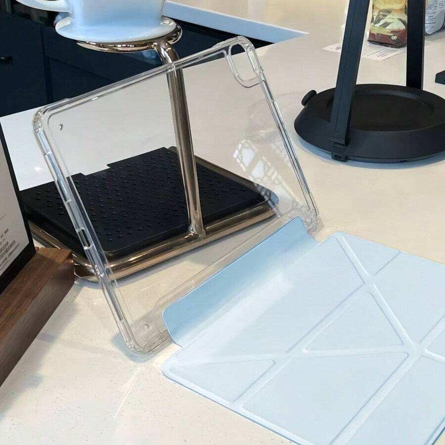 黑色亚克力高透明 Y 型折叠平板电脑保护套，Y 型折叠支架功能高透明亚克力内衬，带笔槽，适用于 M1 (2024) 保护。