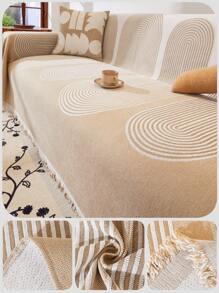 1 Pièce Serviette De Canapé À Motif De Ligne, Housse De Canapé Résistante Aux Rayures Et À La Saleté Lavable, Utilisée Pour La Décoration De Chambre À Coucher, De Bureau, De Salon Et De Maison, Toutes Saisons.