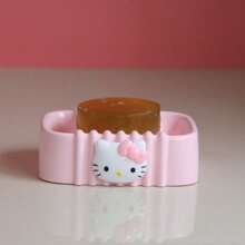 Sanrio Savon Sanrio pour le porte-savon Hello chat, plats à savon rose chat chat, drainage antidérapant, boîte à savon de voyage et de maison, accessoires de salle de bain pour la rentrée scolaire