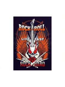 Set Of 1/3 Pcs Pop Rock Music Wall Arts Posters Witty Rock And Roll Guitar Design Pictures Canvas Printing Posters Bar Living Room Bedroom Home Decoration Unframed-Style ,Wall Art With Frame