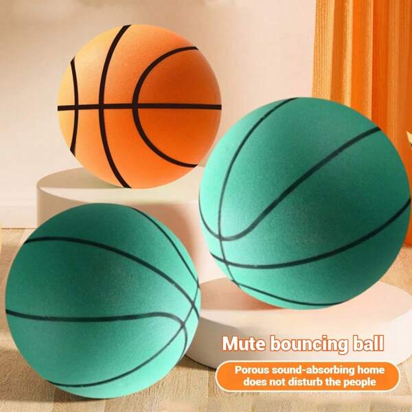 1pc Silent Basketball, Silent Foam Ball, Suitable For Indoor Home Training, Noiseless Basketball, Christmas, Thanksgiving, Halloween Gift (Due To Craftsmanship, Some Asymmetrical Pores Are Normal, There Is One Black Injection Point)