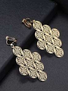 2pcs Vintage Style Gold Tree Leaf Clip-On Earrings, Fashion Design Personalized Earrings For Women Without Pierced Ears - Gold - View 11