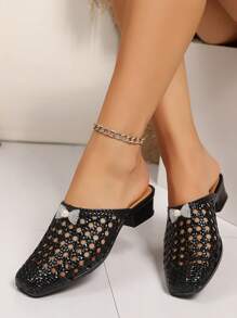 Summer Fashionable Elegant Black Bow Decorated High Heel Sandals