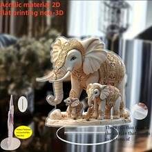 2D 平面优雅波西米亚风大象家族亚克力装饰 - 7.09 英寸 X 7.05 英寸 | 奢华珠宝设计，适用于卧室、客厅、办公室、户外空间、大象装饰 - 彩色 - 查看 6