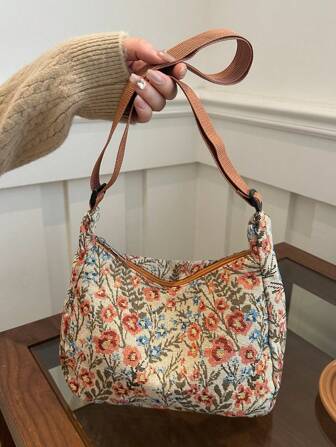 Linen Dumpling Flower Casual Tote Bag