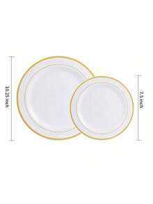 40pcs Golden Edge Dessert Plates, Suitable For Parties, Holidays, Weddings And Birthdays