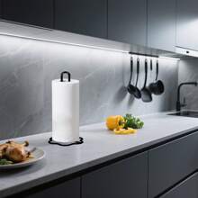 Paper Towel Holder Countertop, Kitchen Paper Towel Stand Holder For Kitchen Organization And Storage, Paper Towel Holders For Standard And Large Size Rolls Tissue Box, Tissue Holder, Napkin Holder, Toilet Paper Holder, Toilet Roll Holder, Wipes Container Kitchen Roll Holder, Paper Towel Holder, Table, Bathroom, Kitchen, (Black1/2pcs)