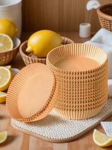 25/50/100/300pcs Circular Air Fryer Paper, Disposable Non-Stick Oil-Proof Pad For Food, Barbecue, Fried Chicken, Home Baking