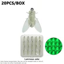20 pièces Kit de leurres souples pour la pêche à la mouche - Leurres d'appâts artificiels de haute qualité pour la pêche à la mouche - Mouches réalistes, lentes et durables - Convient pour la pêche en eau douce et salée