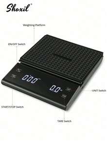 shoxil 1个带定时器的电子咖啡秤，3公斤/0.1克高精度意式浓缩咖啡秤，带液晶显示屏，USB充电和电池供电厨房秤，电子秤，适用于手冲咖啡、茶、珠宝（不含电池） - 電子秤 - 查看 7