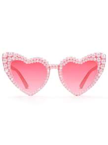 1pc Heart Bachelorette Gifts Vintage Faux Pearl Heart Decorative Party Glasses Bridesmaid Gifts For Bridal Shower Photo Props Wedding Bachelorette Party Favors