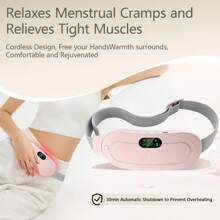 1 Pc Rechargeable Menstrual Heating Pad, Cycle Cordless Heating Pad For Cramps, Hot Massage Stomach Heating Pad With 3-Speed Temperature Adjustment And 4-Speed Massage Modes, Portable Electric Heating Belly Wrap Belt For Women And Girls' Gift