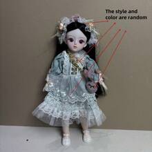 新款11.81英寸时尚娃娃BJD娃娃，可爱妆容，可动关节，裸体OB11，卡哇伊卡通动画3D逼真眼睛，漫画脸，卡哇伊娃娃服装，派对礼物，时尚美丽的薄纱连衣裙娃娃 - 彩色 - 查看 14