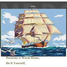 LaoJieYuan 2025 New Style Hand Embroidery Kit DIY Needlework Seascape Sailboat Needlecraft For Beginner Thread Cross Stitch Artcraft Home Decor