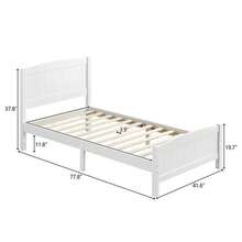 Modern Twin Full Queen Size  Bed Frame With  Slat Headboard White Gray - White - Twin - View 2