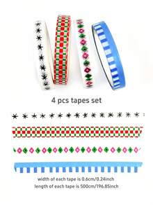 4 PCS Polka Dot And Striped Patterns Mini Washi Tape Set For Scrapbooking, Card Making And Simple Gifts For Friends And Classmates - Multicolor - View 3