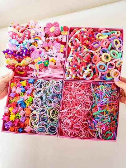 15件套女孩简约可爱碎花发饰套装，包括发圈、发夹、发卡，适合日常使用和送礼。