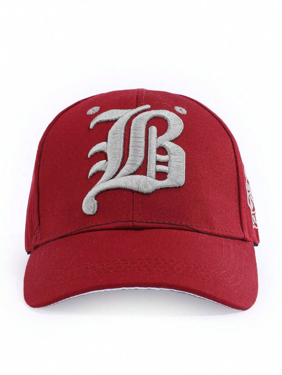 High Crown Baseball Cap For Men, Casual & Versatile, Spring/Autumn - Dark Red a - View 1