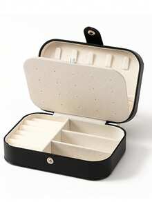 Travel Jewelry Box, Small PU Leather Jewelry Organizer Suitable For Women & Girls, Double-Layer Portable Mini Travel Case For Storing Earrings, Rings, Necklaces - Jewelry Box - View 3