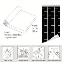 1 Roll White Tile Pattern Wallpaper, Easy To Clean, Removable, Peelable, Suitable For Kitchen, Bedroom, Living Room And Bathroom, 950x40cm