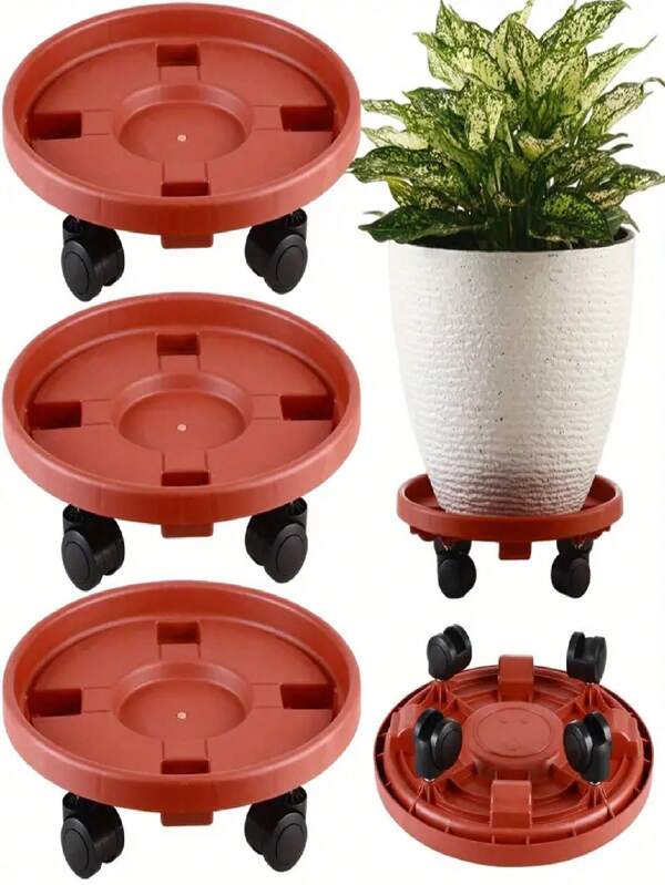 Runder Blumentopf Untersetzer aus Plastik mit Rädern - ein stabiler und leicht beweglicher Pflanzenständer, geeignet für Innen- und Außenbereich, multifunktionales Gartenwerkzeug für die Rasenpflege, moderner Gartentablett, robuster Plastiktablett, Gartendekoration