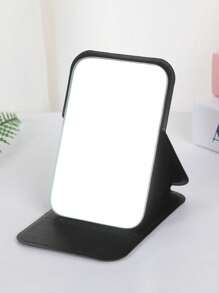 1 pezzo Specchio per trucco portatile, specchio piccolo in pelle poliuretanica, pieghevole, specchio da viaggio, adatto come regalo, elemento essenziale da viaggio, cosmetici, facile da riporre, specchio per ritocchi tascabile, specchio per trucco portatile con angoli arrotondati e pieghevole