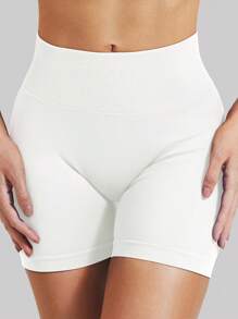 White Shorts,High-Waisted Tummy-Control Shorts,Hidden Scrunch Butt Lifting Skinny Pants,Cycling Shorts Curve,
