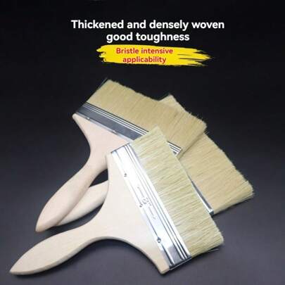 Conjunto de pincéis de cabo longo grande - 8/10/12 polegadas, cerdas duras de plástico + cabo de madeira com cerdas mistas, universal para revestimento de parede, móveis e pisos - durável, aplicação uniforme de tinta, design ergonômico para pintura em grandes áreas