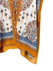 Beautiful Nomad Women's Vacation Kimono Cover Up With Cashew Print & Batwing Sleeves