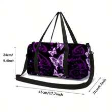 Lila Schmetterling bedruckter Reisetasche + Make-up Tasche Zwei-Teile-Set Tasche für Schule, Schul-Accessoires, Schulsachen