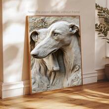 1pc Vintage Greyhound 2D Relief Sculpture Canvas Art, Hyper Realistic Framed Wooden Wall Decor For Home, Family Cabins, Corridors, Bedrooms,Canvas Wall Art,Posters For Room,Home Decor,Room Decor Aesthetic, Animals Room Decoration Stuff.Optional Frame