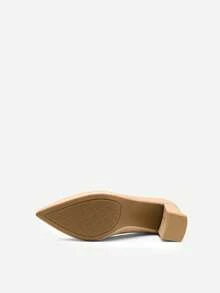 Women's Chunky High Heel Shoes With Pointed Toe - Apricot - View 7